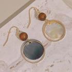 Round Drop Earring A77 - 1 Pair - Gold & White & Coffee & Gray - One Size