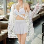 Halter Bikini Top / Swim Skirt / Cover-up Jacket / Set