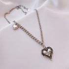 Heart Pendant Necklace 1 Pc - Silver - One Size