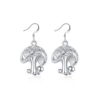 Fashion Personality Mushroom Earrings With Cubic Zircon Silver - One Size