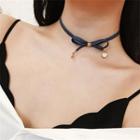 Bow-accent Denim Choker