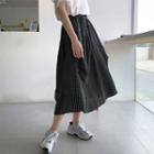 High Waist A-line Plaid Skirt Black - One Size