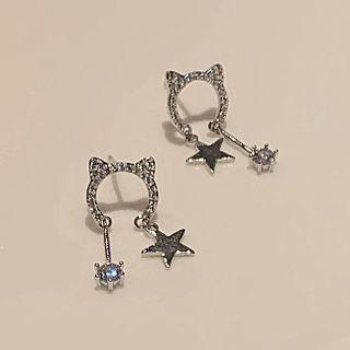 Star Rhinestone Drop Earring / Clip-on Earring