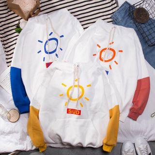 Sun Print Color Panel Hoodie