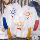 Sun Print Color Panel Hoodie