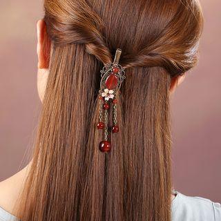 Set: Retro Agate Floral Hair Clip + Case