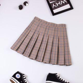 Plaid Pleated Mini A-line Skort