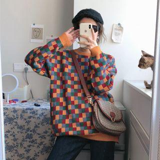 Plaid Sweater Rainbow - One Size