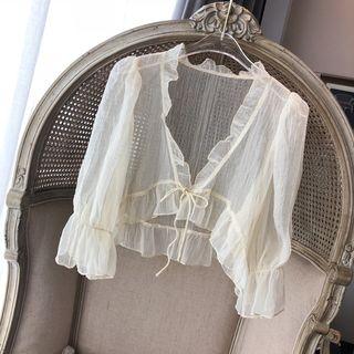 3/4-sleeve Frill Trim Light Jacket