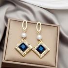 Rhinestone Faux Pearl Dangle Earring 1 Pair - E3422 - Blue - One Size