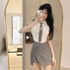 Crop Tank Top / Necktie / Mini Pencil Skirt / Set