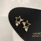 Star Rhinestone Heart Alloy Dangle Earring 1 Pair - Silver - Gold - One Size