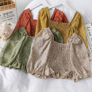 Floral Smocked Corp Blouse