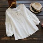 Tie-neck Eyelet-lace Blouse