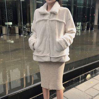 Hooded Buttoned Coat White - One Size