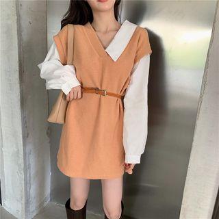 Mock Two-piece Knit Mini Dress