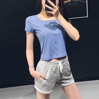 Square-neck Crop T-shirt