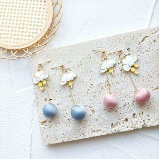 Cloud Alloy Bead Asymmetrical Dangle Earring