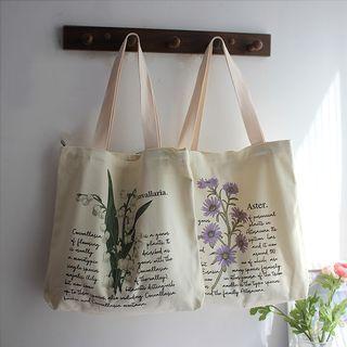 Flower Print Canvas Bag
