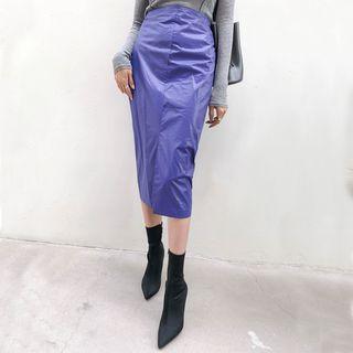 Coated H-line Midi Skirt