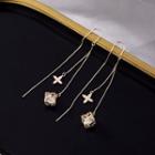 Rhinestone Faux Crystal Fringed Earring 1 Pair - Gold - One Size