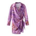 Tie-dyed Mini A-line Shirtdress