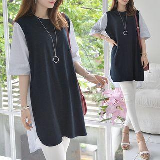 Shirt-panel Long Top