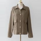 Plus Size Collared Button Linen Jacket