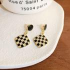 Checkerboard Drop Earring 1 Pair - Silver Needle - Black - One Size