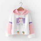 Rabbit Print Carrot Strap Hoodie Pink - One Size