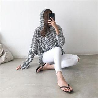 Stripe / Plain Oversized Hoodie