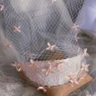 Faux Pearl Flower Applique Fishnet Headband White - One Size