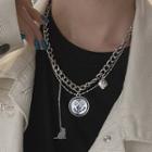 Layered Charm Chain Necklace Silver - One Size