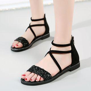 Ankle-strap Sequin Sandals