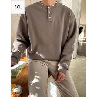Letter-embriodered Henley Sweatshirt