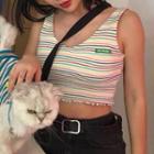 Rainbow-stripe Cropped Tank Top As Shown As Figure - One Size