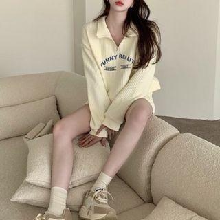 Collared Lettering Sweatshirt / Shorts