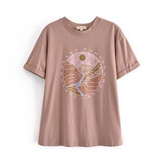Patterned Short-sleeve Cropped T-shirt