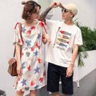 Couple Matching Printed Short-sleeve Dress / Printed Short-sleeve T-shirt