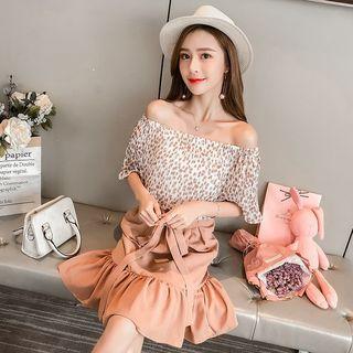 Floral Print Off-shoulder Mock Two-piece Dress