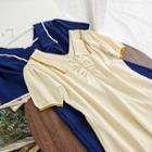 Short-sleeve Wide-collar Knit A-line Dress