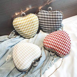 Dot/plaid Heart Chain Strap Crossbody Bag