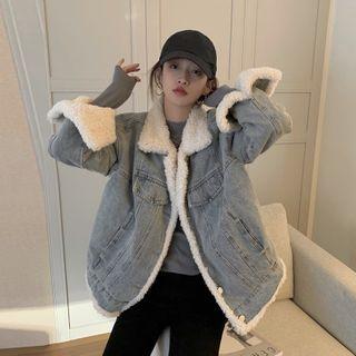 Fleece Denim Jacket Blue - One Size