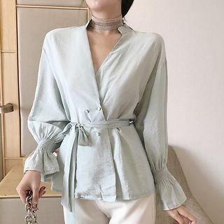V-neck Blouse With Sash