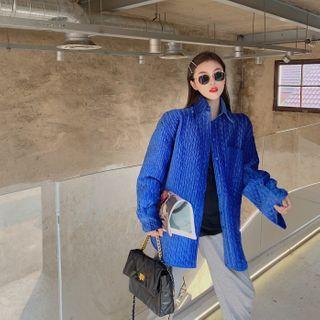 Quilted Shirt Jacket As Shown In Figure - One Size