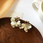 Heart Petal Alloy Fringed Earring 1 Pair - White & Gold - One Size