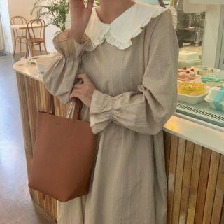 Frill-trim Sailor-collar Long Dress