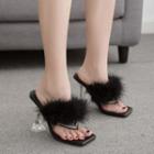 Stiletto Heel Furry Slide Sandals