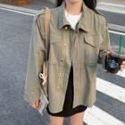 Pocket Detail Zip Jacket Army Green - One Size
