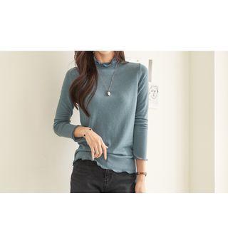 Set Of 2: Mock-neck Lettuce-edge Top